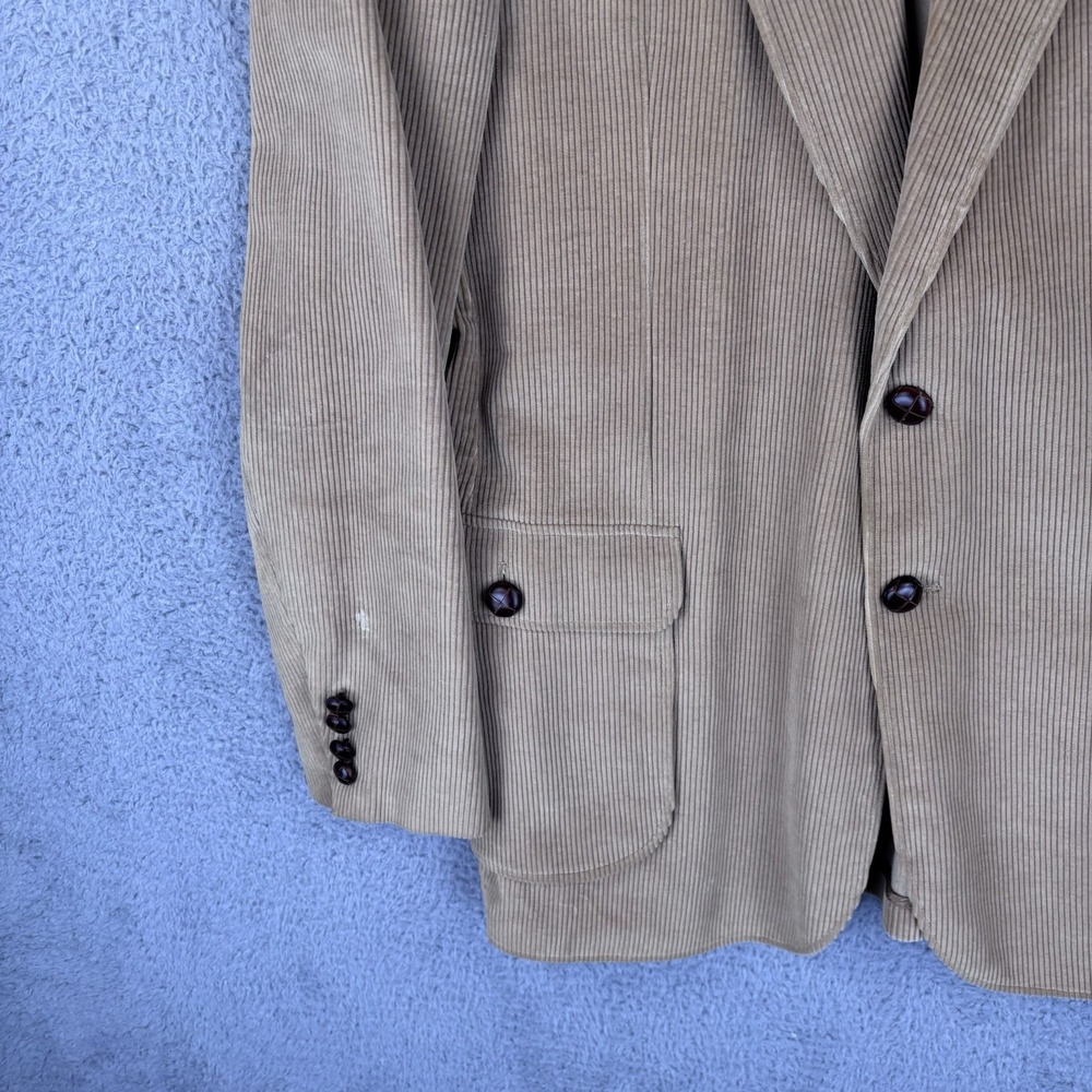 Vintage Christian Dior Corduroy Sport Coat Mens 42L Tan Jacket Leather Button - Picture 5 of 16